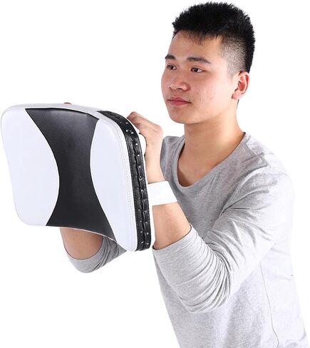Durable Muay Thai Pad, Thickened PU Reinforced Stitching Kickboxing, Taekwondo Karate Foot Target for Training (White/Black) in Saudi Arabia