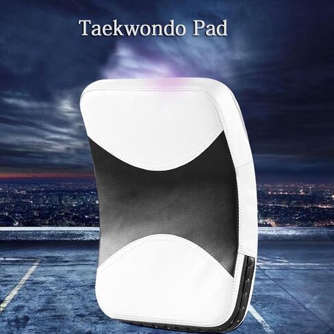 Durable Muay Thai Pad, Thickened PU Reinforced Stitching Kickboxing, Taekwondo Karate Foot Target for Training (White/Black) in Saudi Arabia