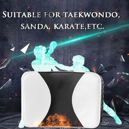Durable Muay Thai Pad, Thickened PU Reinforced Stitching Kickboxing, Taekwondo Karate Foot Target for Training (White/Black) in Saudi Arabia