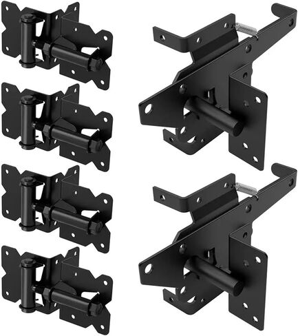 Self Closing Stainless Steel Gate Hardware Kit with Latch Durable Proof Vinyl Fence & Wood Fences Gate Hinges Security in Saudi Arabia