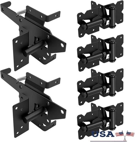 Self Closing Stainless Steel Gate Hardware Kit with Latch Durable Proof Vinyl Fence & Wood Fences Gate Hinges Security in Saudi Arabia