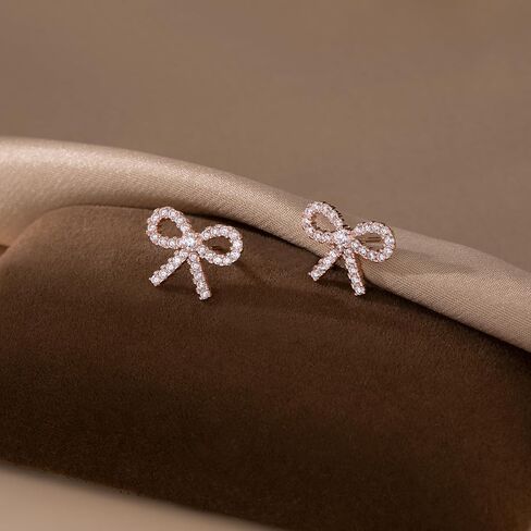 SLUYNZ Solid 925 Sterling Silver 1.7CM Bow Stud Earrings for Women Teens Sparkling CZ Bowknot Earrings Stud in Kuwait