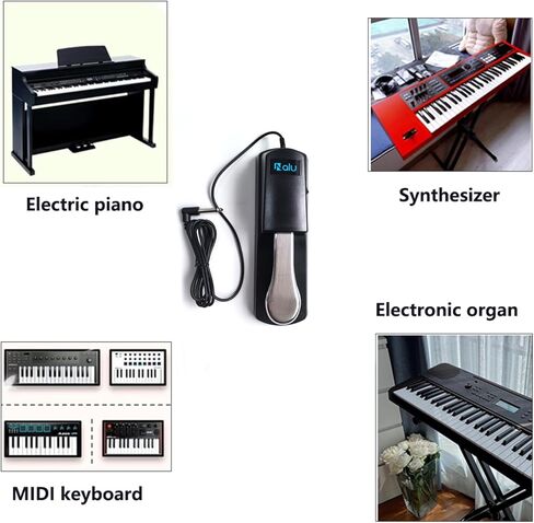 NALU Universal Descord Pedal for Piano/Keyboard - قاعدة مطاطية مضادة للانزلاق ، 67 "كابل ، عملية هادئة وسلسة ، قذيفة ABS مع دواسة معدنية وربيع (1/4" جاك) طراز أ in Kuwait