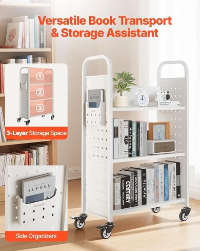 عربة مكتبة مكتبة Vevor ، سعة 330 رطلاً ، 38.2 × 20.3 × 48.2 بوصة ، أرفف مزدوجة على شكل W مع عجلات قابلة للقفل 3 بوصات ، شاحنة كتب لرفوف المنزل والمدرسة ، الأسود ، الأسود in Saudi Arabia