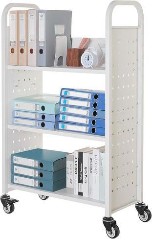 عربة مكتبة مكتبة Vevor ، سعة 330 رطلاً ، 38.2 × 20.3 × 48.2 بوصة ، أرفف مزدوجة على شكل W مع عجلات قابلة للقفل 3 بوصات ، شاحنة كتب لرفوف المنزل والمدرسة ، الأسود ، الأسود in Saudi Arabia