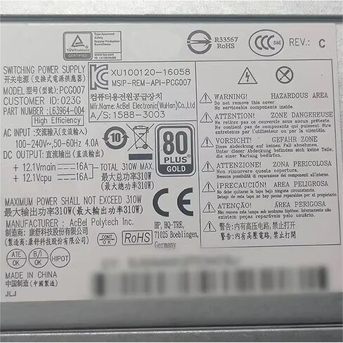 L63964-002 PCG007 310W لـ M01-F TP01 400 G4 282 G3 مزود الطاقة in Saudi Arabia