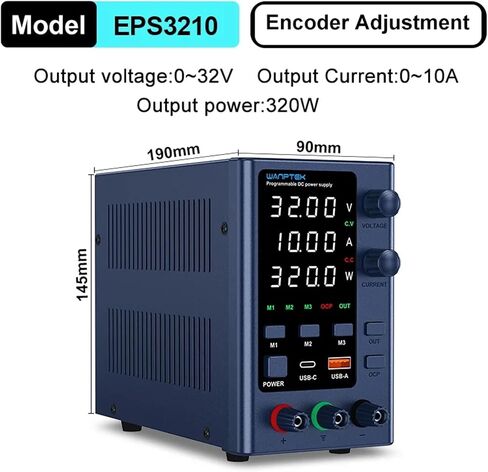 1PCS مزود طاقة قابل للتعديل مع شاشة LED المكونة من 4 أرقام ؛ 5V/3.6A شحن USB/TAPE-C سريع مع ذاكرة 3 مجموعة للمشفر (EPS3210) in Kuwait