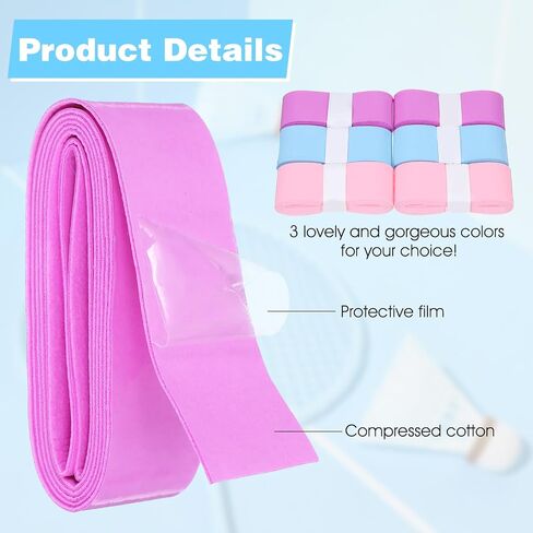 6 PCS تنس الأشرطة قبضة مضرب ، شريط قبضة التنس المضاد للانزلاق مع الإحساس الجاف بالغبار لبلدية المخلل كرة الريشة in Saudi Arabia