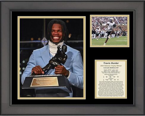 HOFSM.COM Hall of Fame Sports Memorabilia Framed Travis Hunter Colorado Buffaloes 2024 Heisman Trophy Winner 11"x14" College Football Three Photo Collage in Saudi Arabia
