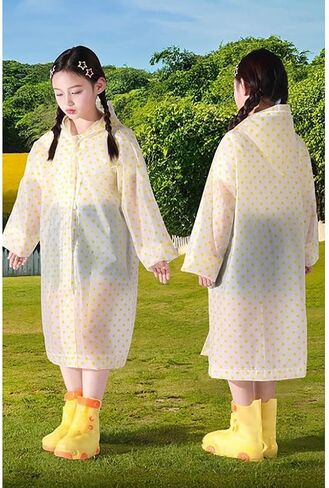 Kids Clear Ponchos With Hood Reusable Waterproof Lightweight Raincoat Polka Dot Travel Hiking Rain Jacket For Boys Girls in Saudi Arabia