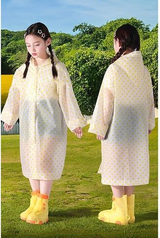 Kids Clear Ponchos With Hood Reusable Waterproof Lightweight Raincoat Polka Dot Travel Hiking Rain Jacket For Boys Girls in Saudi Arabia