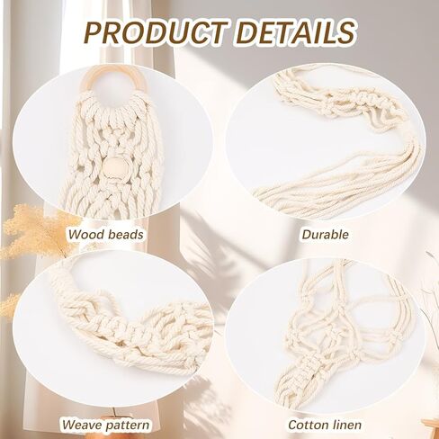 CREATCABIN Macrame Ukulele Hanger White Guitar Wall Hangers 2.28" x 37.4" Cotton Boho Hanging Stand Holders Hangers Alternative Kit with Wood Ring Head for Acoustic Electric Guitars Walls Decorations in Saudi Arabia