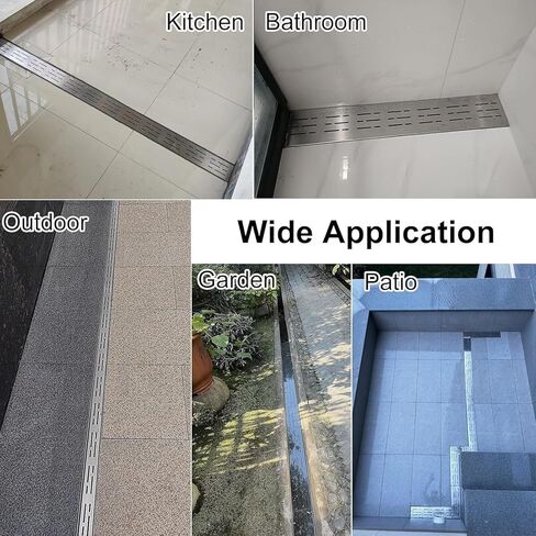 Stainless Steel Outdoor Drainage System - Rectangular Narrow Trench Drain with Cover, 39.4in, Customizable Length(15cmx4cm20Pack) in Kuwait