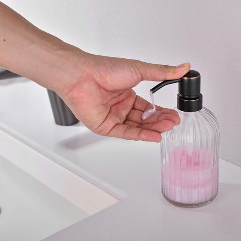 TUTEW Glass Soap Dispensers with Brushed Nickel Pump Head, Hand Soap Dispenser for Kitchen and Bathroom, Heavy Glass Soap Dispenser 15oz, High Purity Glass (2 Pack) in Saudi Arabia