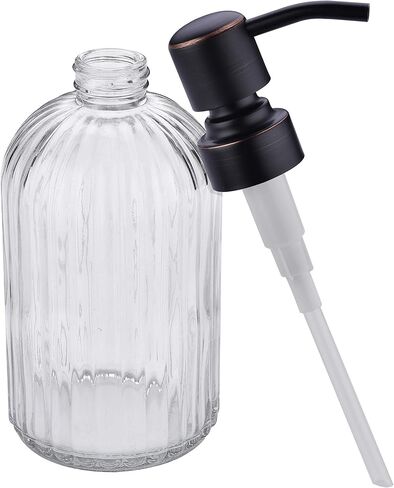 TUTEW Glass Soap Dispensers with Brushed Nickel Pump Head, Hand Soap Dispenser for Kitchen and Bathroom, Heavy Glass Soap Dispenser 15oz, High Purity Glass (2 Pack) in Saudi Arabia