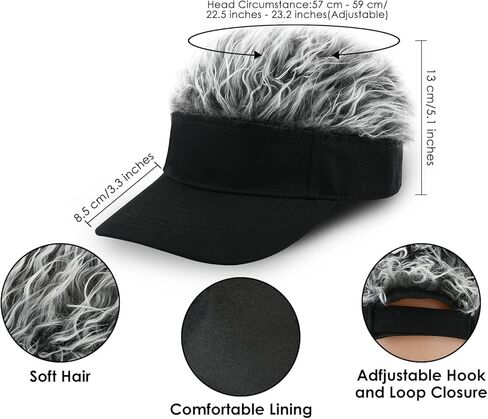Novelty Visor Cap Adjustable Visor Hat with Spiked Wigs Fake Hair Visor for Adults in Saudi Arabia