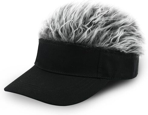 Novelty Visor Cap Adjustable Visor Hat with Spiked Wigs Fake Hair Visor for Adults in Saudi Arabia