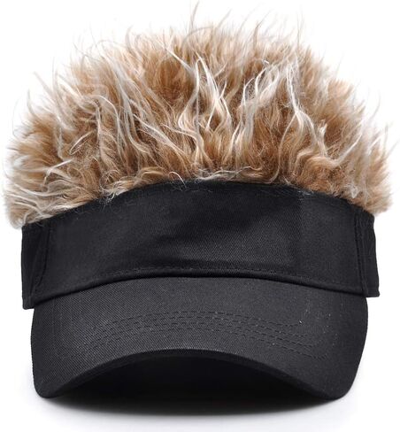Novelty Visor Cap Adjustable Visor Hat with Spiked Wigs Fake Hair Visor for Adults in Saudi Arabia