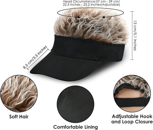 Novelty Visor Cap Adjustable Visor Hat with Spiked Wigs Fake Hair Visor for Adults in Saudi Arabia