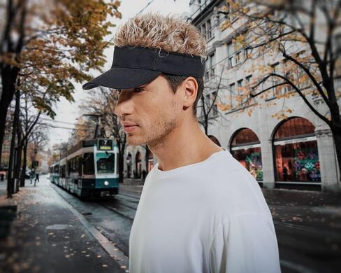 Novelty Visor Cap Adjustable Visor Hat with Spiked Wigs Fake Hair Visor for Adults in Saudi Arabia