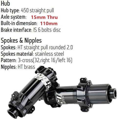 27.5 MTB Wheelset, XM1850 MTB Wheelset 27.5 Boost Thru Axle, MTB Rear Hub 28 Hole 12x148 Boost + MTB Front Hub 15x110,HG Cassette Replacement for Shimano 8-11 Speed and Sram PG Series in Saudi Arabia