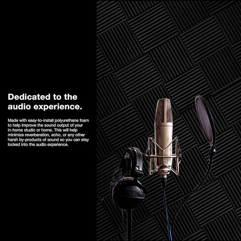 12 Pack Set 2" X 12" X 12" Acoustic Foam Panels, Studio Wedge Tiles, Sound Panels wedges Soundproof Sound Insulation Absorbing, 9 Blocks Square Design in Kuwait