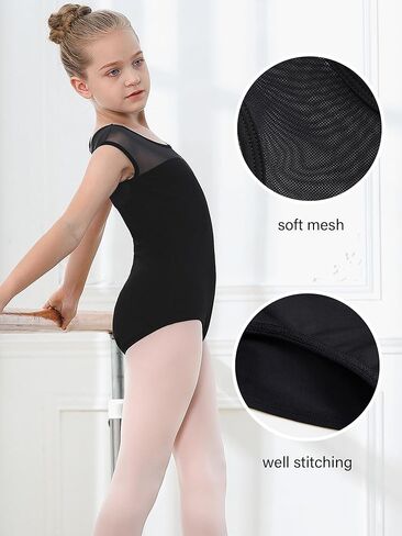Stelle Leotards for Girls Ballet Dance Leotard Mesh Short Sleeve Gymnastics Outfits for Toddler/Little/Big Kids in Saudi Arabia