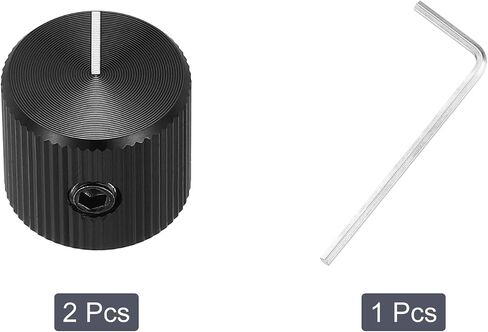 MECCANIXITY 2PCS Guitar Knobs Metal, Volume Tone Control Dome Knobs 1/4" x 9/16" with Set Screw for Electric Guitar Bass, Black in Saudi Arabia