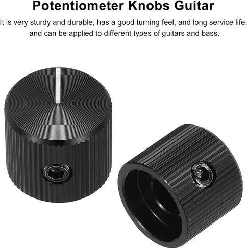 MECCANIXITY 2PCS Guitar Knobs Metal, Volume Tone Control Dome Knobs 1/4" x 9/16" with Set Screw for Electric Guitar Bass, Black in Saudi Arabia