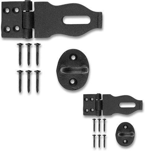 Renovators Supply Manufacturing Door Lock Latch 12.9 in. Black Wrought Iron Hasp Latch Garage Barn Door Lock with Mounting Hardware in Kuwait
