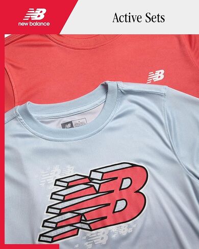 New Balance Boys Shorts Set - 3 قطع الأداء قمصان القميص القصيرة وقصيرة كرة السلة (الأحجام: 8-12) in Saudi Arabia