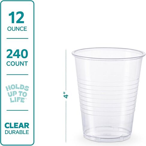 GUSTO Clear Plastic Cups [16 oz - 240 Count] Disposable Cold Drinking Cups for Parties, Events, & Everyday Use - Crystal Clear, BPA-Free, Durable Polypropylene - Formerly Comfy Package in Saudi Arabia