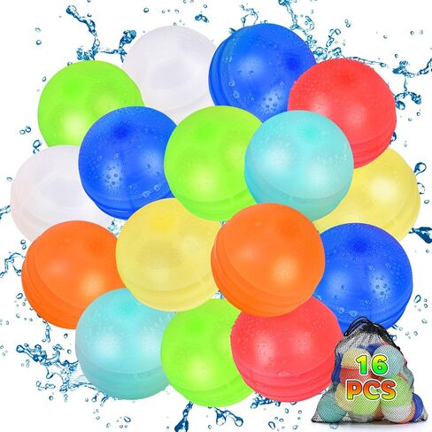 24pcs البالونات المائية القابلة لإعادة الاستخدام ، قنبلة مائية سيليكون ذاتية الختم مع حقيبة شبكية ، كرات مائية قابلة لإعادة التعبئة للأولاد والبنات ، ألعاب المياه الصيفية في الهواء الطلق بركة بركة بارك بارك بارك in Kuwait