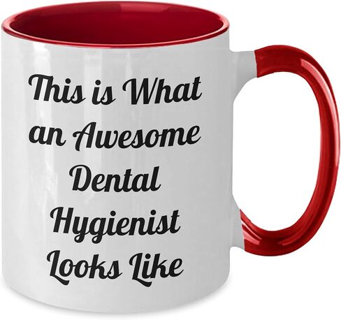 This Is What An Awesome Dental Hygienist Looks Like, Funny Two Tone Coffee Mug, Birthday Unique Gifts from Friends, Gifts for Dental Hygienist in Kuwait