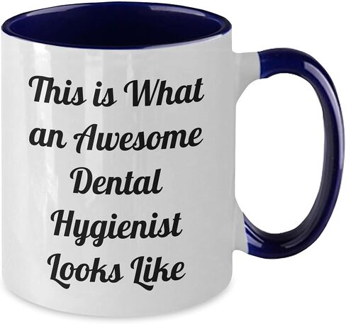 This Is What An Awesome Dental Hygienist Looks Like, Funny Two Tone Coffee Mug, Birthday Unique Gifts from Friends, Gifts for Dental Hygienist in Kuwait