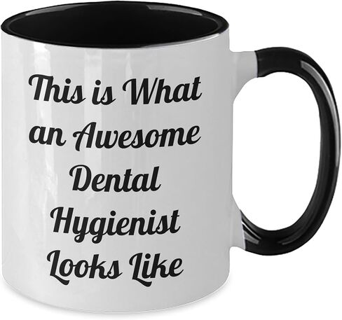 This Is What An Awesome Dental Hygienist Looks Like, Funny Two Tone Coffee Mug, Birthday Unique Gifts from Friends, Gifts for Dental Hygienist in Kuwait