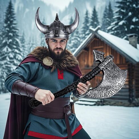 Farochy Viking Helmet with Horns for Adult, Medieval Viking Costume Viking Accessories Plastic Viking Hat Halloween Cosplay in Kuwait