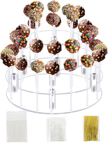 طقم Cake Pop Stand ، 3 طبقة من الكعكة البوب ​​، حامل للتجفيف ، 36 ثقوبًا ، حامل موسيقى البوب ​​مع الأغلفة ، حامل مصاصة مستديرة لحفلات Baby Bar Wedding (جولة) in Saudi Arabia