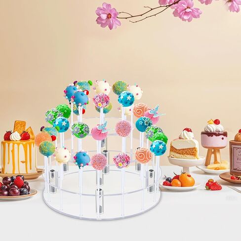 طقم Cake Pop Stand ، 3 طبقة من الكعكة البوب ​​، حامل للتجفيف ، 36 ثقوبًا ، حامل موسيقى البوب ​​مع الأغلفة ، حامل مصاصة مستديرة لحفلات Baby Bar Wedding (جولة) in Saudi Arabia