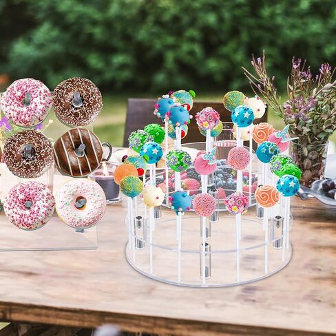 طقم Cake Pop Stand ، 3 طبقة من الكعكة البوب ​​، حامل للتجفيف ، 36 ثقوبًا ، حامل موسيقى البوب ​​مع الأغلفة ، حامل مصاصة مستديرة لحفلات Baby Bar Wedding (جولة) in Saudi Arabia