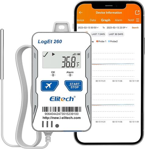 ELITECH 4G قابلة لإعادة الاستخدام في الوقت الفعلي في الوقت الفعلي لدرجة الحرارة سجل البيانات المسجل ضوء/صدمة/GPS ، بطاقة SIM مدمجة ، بيانات الظل ، وضع الطائرة ، تخزين بيانات السحابة ، SMS/EMAIR in Kuwait