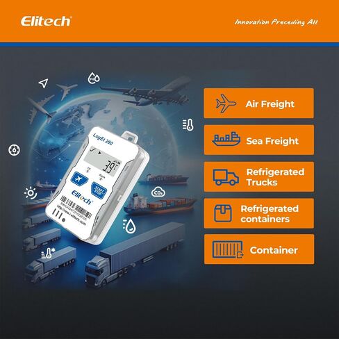 ELITECH 4G قابلة لإعادة الاستخدام في الوقت الفعلي في الوقت الفعلي لدرجة الحرارة سجل البيانات المسجل ضوء/صدمة/GPS ، بطاقة SIM مدمجة ، بيانات الظل ، وضع الطائرة ، تخزين بيانات السحابة ، SMS/EMAIR in Kuwait