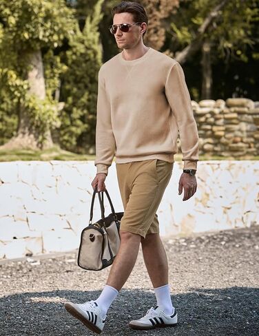 Men's Crewneck Sweatshirts Soild Color Fall Warm Fleece Sweaters Long Sleeve Casual Pullover Shirt in Saudi Arabia