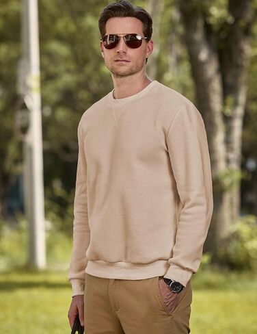 Men's Crewneck Sweatshirts Soild Color Fall Warm Fleece Sweaters Long Sleeve Casual Pullover Shirt in Saudi Arabia