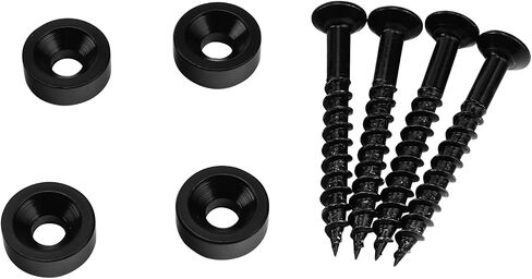 4Pcs Guitar Neck Joint Ferrules with Screws Stainless Steel Bass Joint Bushings Bolt Kit Compatible with Bolt-on Necks Electric Bass Guitar Replacement Parts (Electroplated Black) in Saudi Arabia