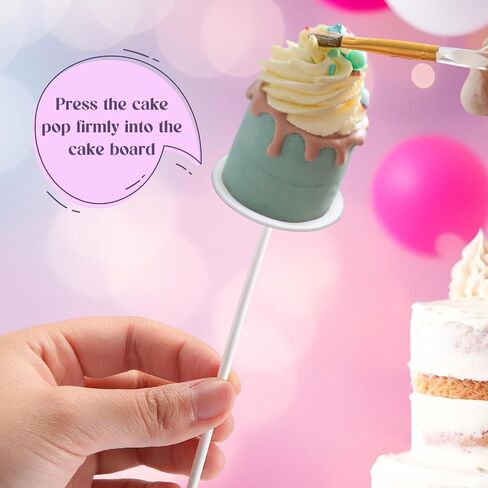 Geelin 50 Sets Round White Cake Pop Boards with Cake Pops 2 Inch Mini Cupcake Base Cardboard with Hole for Cupcakes Pastries Desserts Wedding Birthday Party Favors Treat Maker Supplies in Saudi Arabia