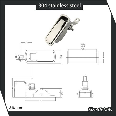 304 Stainless Steel Machine Rotating Flat Lock Box Cabinet Door 1Pcs in Kuwait
