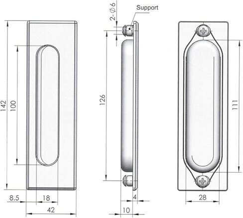 LS523 Stainless Steel Pull Handle Industrial Door Handles Lock Sliding Doors Hidden 1Pcs in Kuwait
