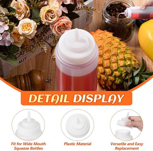 Tioncy 36 PCS Comples Squeeze Bottion Cap Capt Blastic Wide Mouth Squeeze Lids for 63mm Frearing Bottle 2.76inch natural cone tip appensing caps for rock the rock rogens sauce sauce in Kuwait