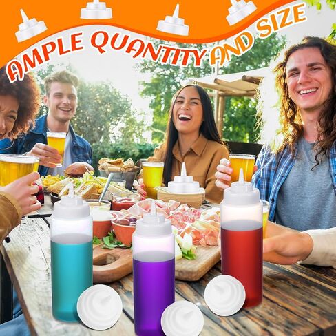 Tioncy 36 PCS Comples Squeeze Bottion Cap Capt Blastic Wide Mouth Squeeze Lids for 63mm Frearing Bottle 2.76inch natural cone tip appensing caps for rock the rock rogens sauce sauce in Kuwait